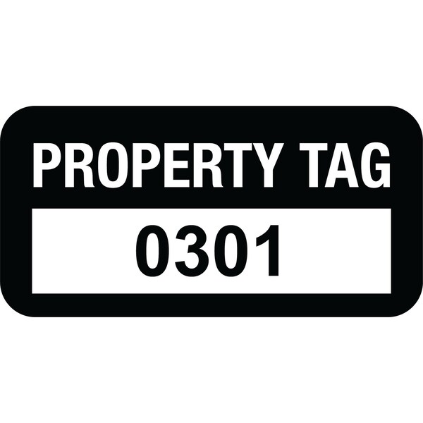 Lustre-Cal VOID Label PROPERTY TAG Black 1.50in x 0.75in Serialized 0301-0400, 100PK 253774Vo1K0301 - main